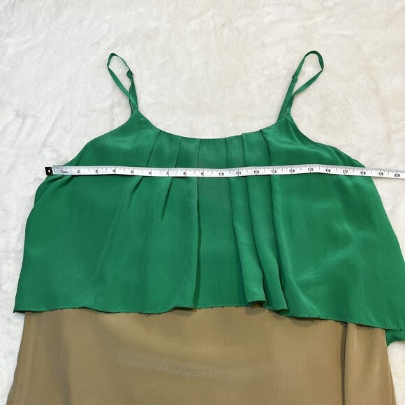 Greylin Melinda Silk Color Block Dress Green Tan Women’s M - Picture 10 of 12